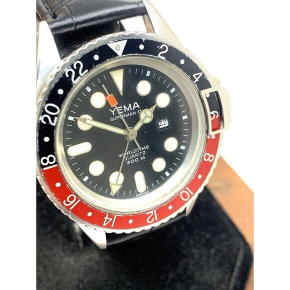 Yema Men's Watch RJ0056 Superman II Vintage Diver France Quartz Coke GMT 40mm - Picture 1 of 15